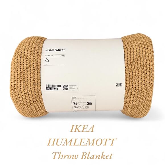 IKEA HUMLEMOTT Yellow Beige Throw Blanket 51" x 67" - Picture 1 of 4